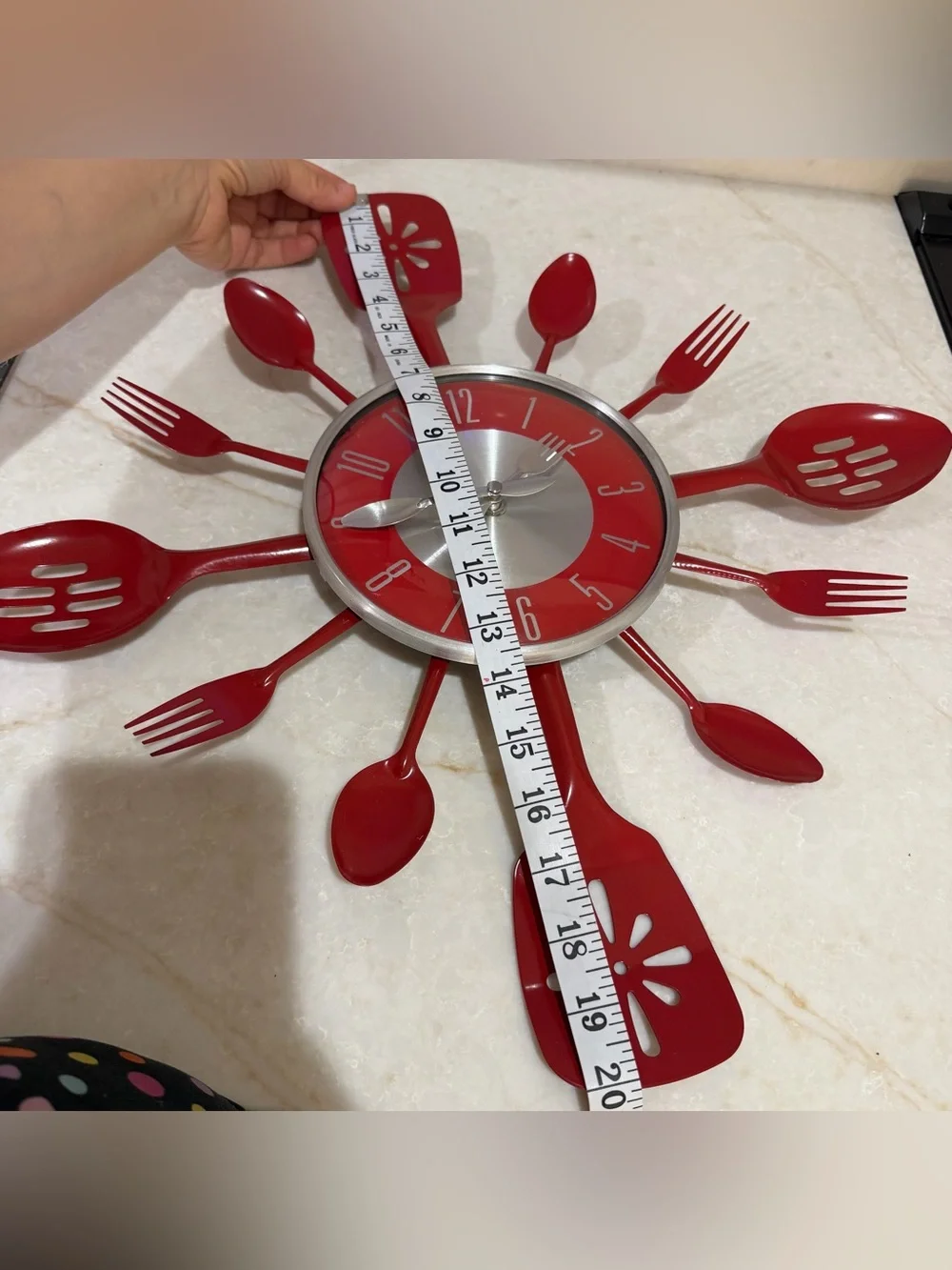 Red Culinary Utensil Wall Clock